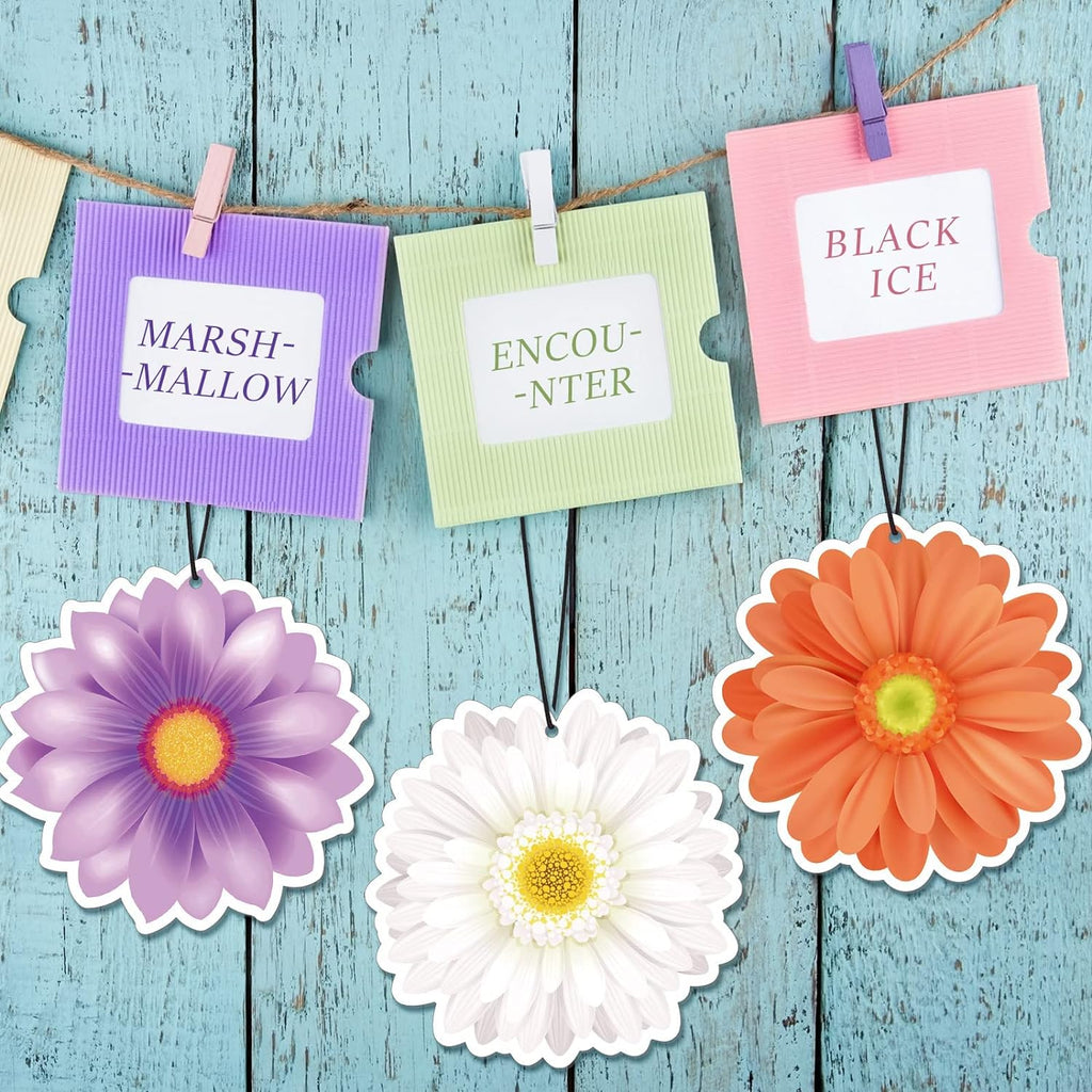 12 Pack Car Air Fresheners Butterfly Summer Flower Hanging for Women Girls Cute Air Freshener for Cars Mirror (Summer Flower)