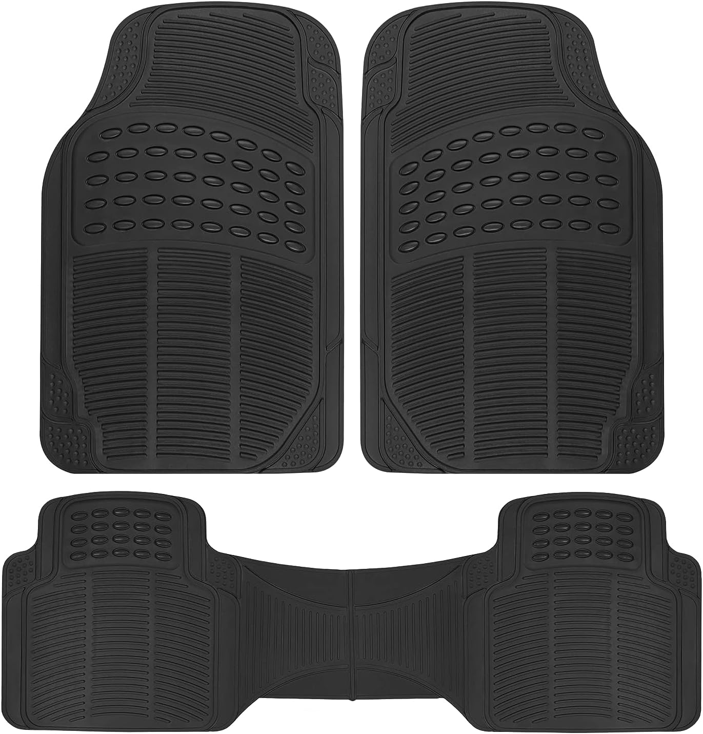 BDK ProLiner Floor Mats for Cars Trucks SUV, Black 3-Piece Heavy Duty Car Mats with Universal Fit , All Weather Car Floor Liners