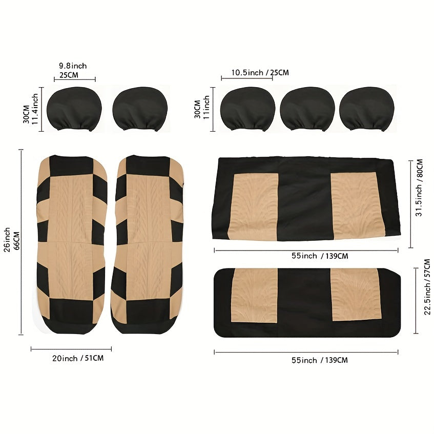 5 Seats Car Seat Covers, Breathable Polyester Split Automotive Front Rear Seat Cushion Covers, Vehicle Seat Protectors Universal For Cars, Trucks, SUV