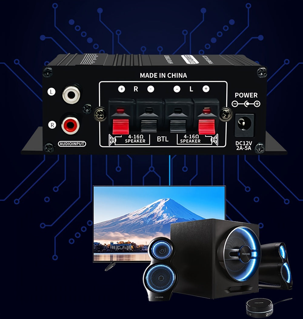 400W Mini Power Amplifier: Get Crystal Clear Audio With 2.0 Stereo Sound For Home/Car Theater System