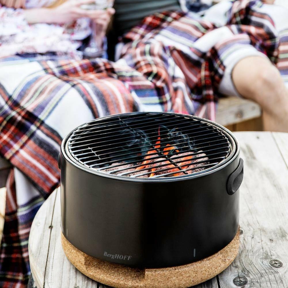 Charcoal Grill Painted Steel Portable Tabletop Black with Adjustable Air Vents