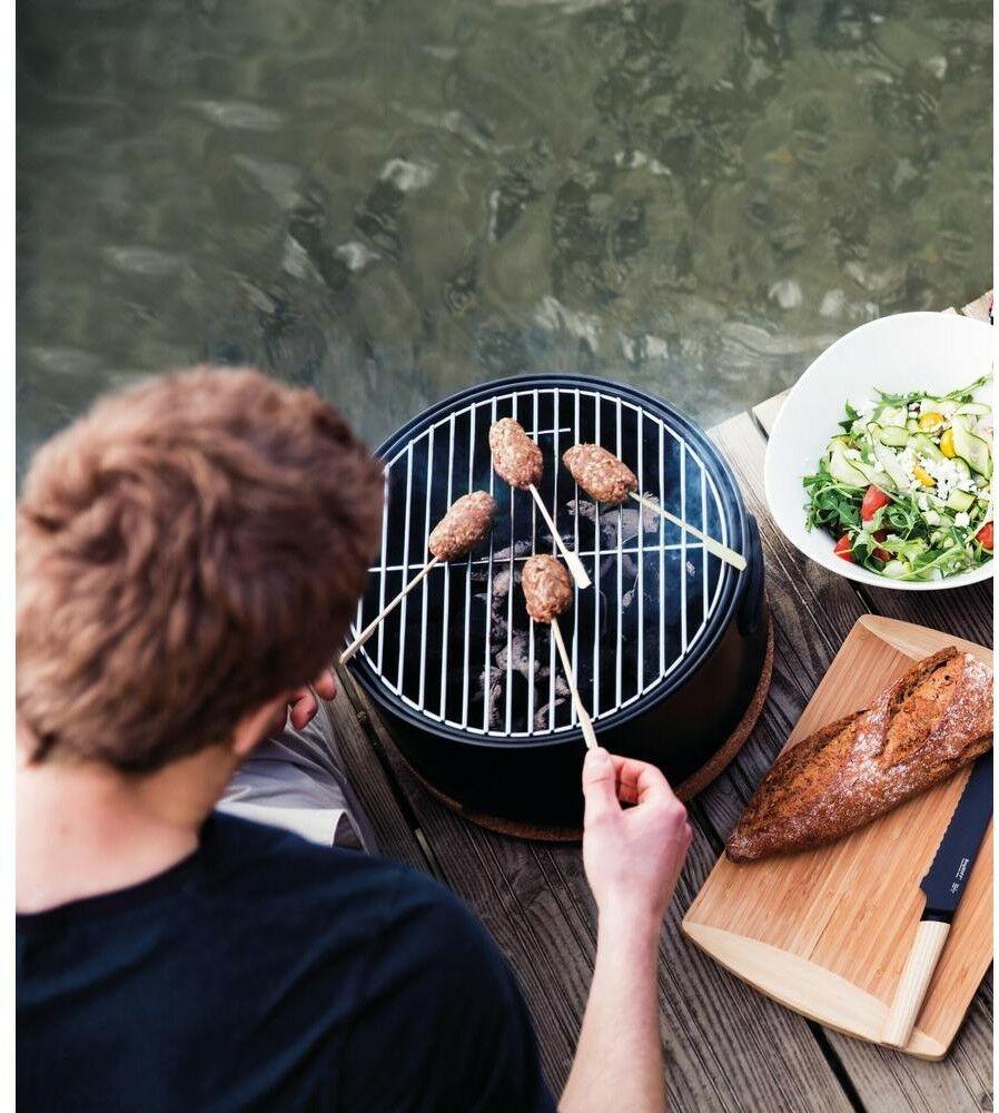 Charcoal Grill Painted Steel Portable Tabletop Black with Adjustable Air Vents
