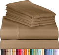 LuxClub 6 PC California King Size Sheet Set Bamboo Sheets Deep Pockets 18" Eco Friendly Wrinkle Free Cooling Sheets Machine Washable Hotel Bedding Silky Soft - Dark Khaki California King