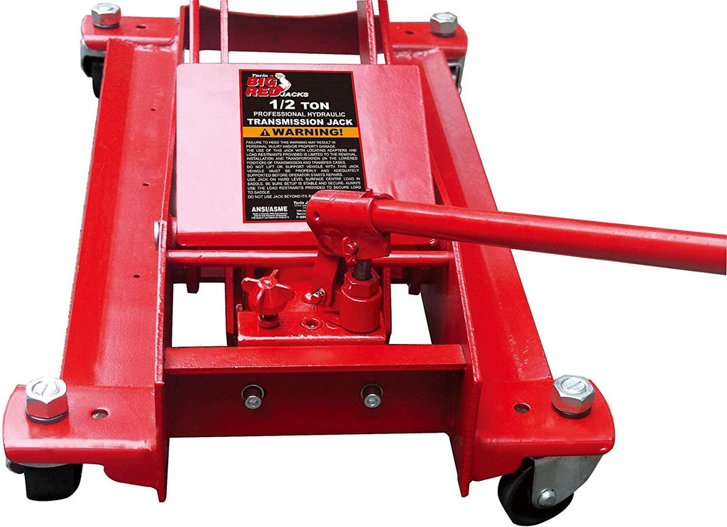 BIG RED TR4076 Torin Hydraulic Roll-Under Transmission Service/Floor Jack: 1/2 Ton (1,000 lb) Capacity, Red