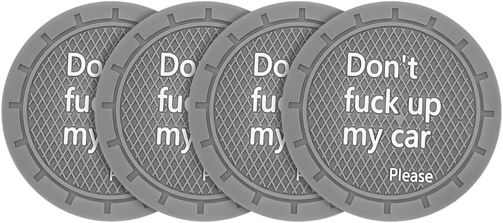 8sanlione Car Cup Coaster, 4Pcs 2.75 Inch Auto Cup Holder Insert Coasters, Non-Slip Waterproof Embedded Drink Mat, Automotive Interior Accessories for Men and Women (D Gray/4PCS)