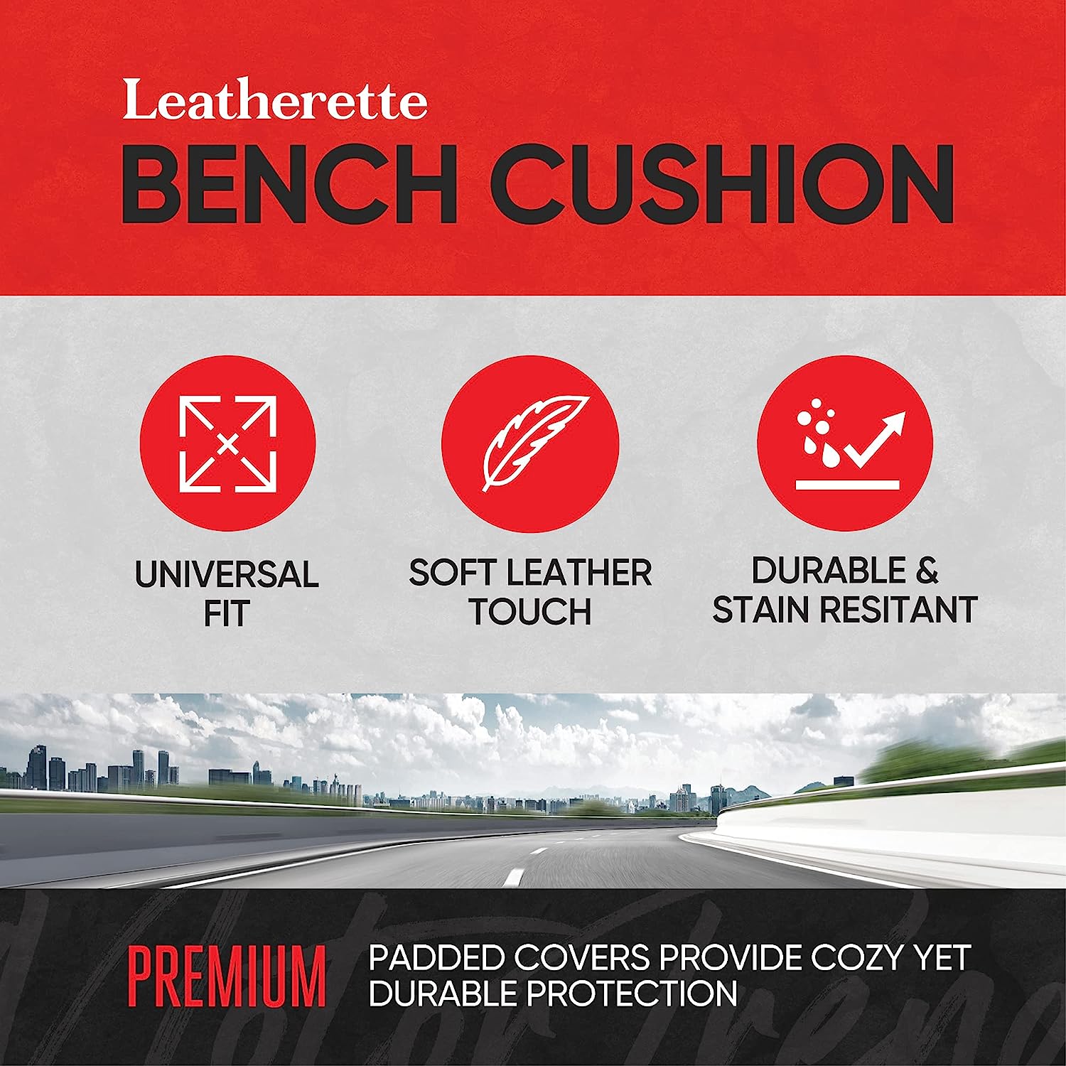 Motor Trend Seat Cover for Cars Trucks SUV, Faux Leather Rear Bench Mint Padded Car Seat Cover with Storage Pockets, Premium Interior Car Seat Cover
