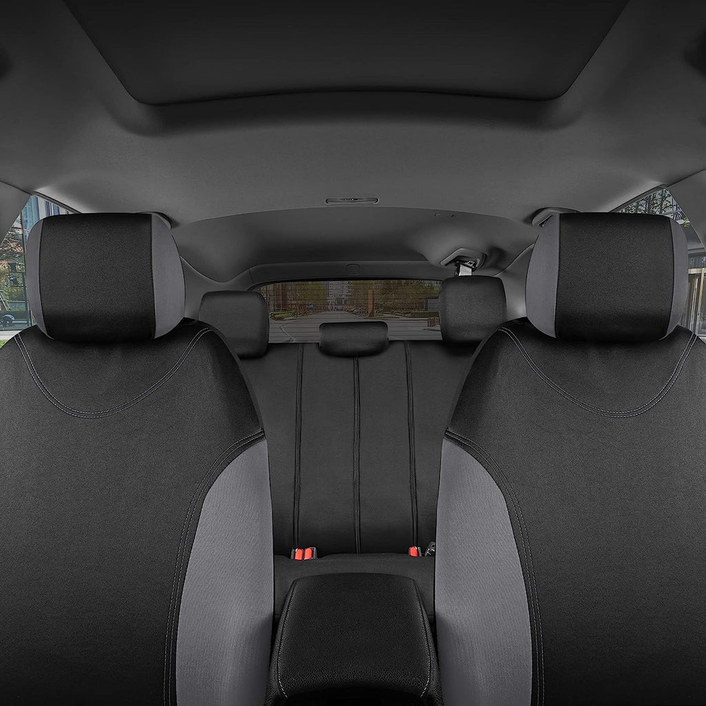 BDK UltraSleek Gray Seat Covers for Cars Full Set, Two-Tone Front Seat Covers with Matching Back Seat Cover, Stylish Car Seat Protectors with Split Bench , Automotive Interior Covers