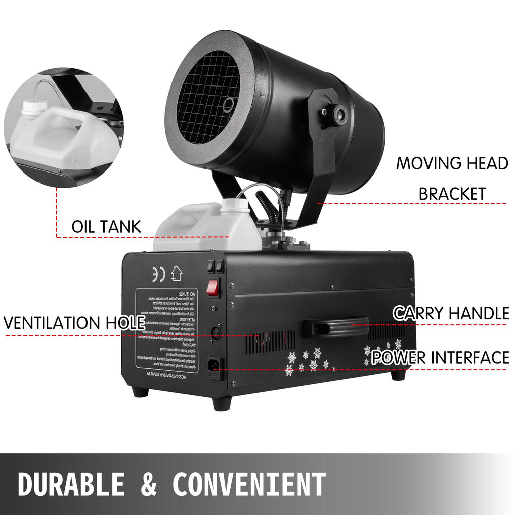 Snowflake Machine 2000W Snow Effect Machine 23ft Spraying RanFake Snow MaMachine Snow Machine Snow Maker Snow Blowing Machine StaSnow Machines Air Box Packaging For Parties