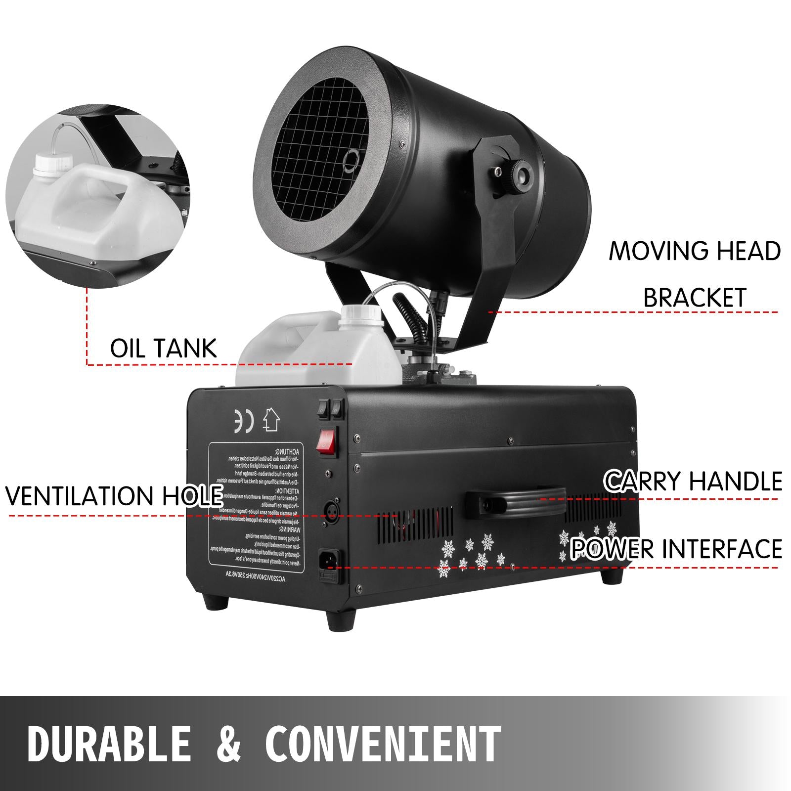 Snowflake Machine 2000W Snow Effect Machine 23ft Spraying RanFake Snow MaMachine Snow Machine Snow Maker Snow Blowing Machine StaSnow Machines Air Box Packaging For Parties
