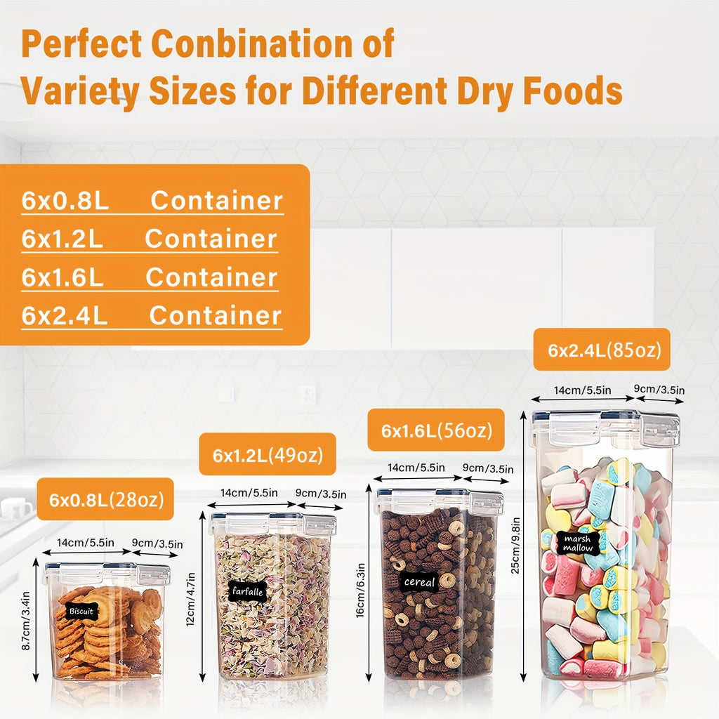 24pcs Airtight Food StoraContainers Set With Lids, BPA Plastic Dry Food Canisters For Kitchen Pantry Organization And Storage, Include Labels