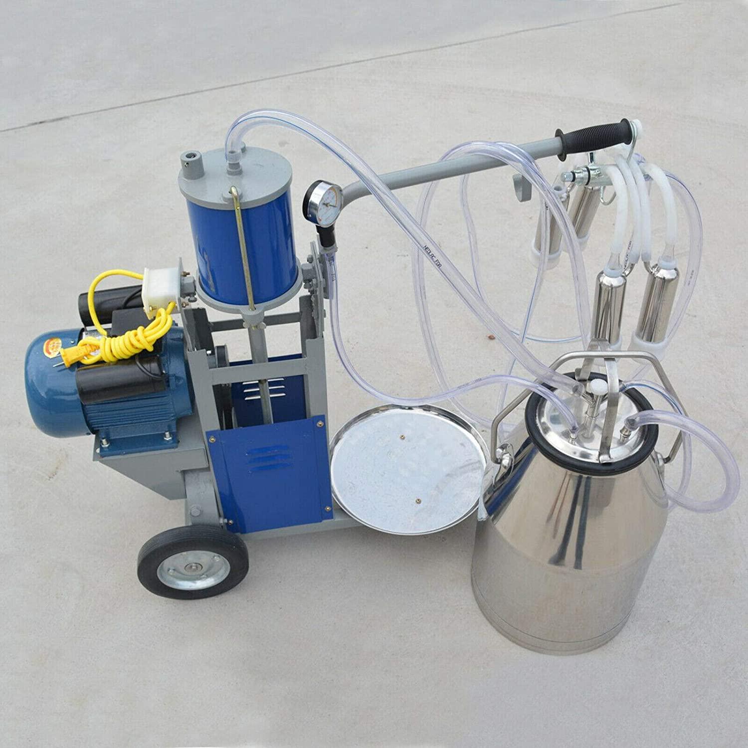 TFCFL Electric MilMachine, 25L 1440 RPM MilMachine Piston Vacuum Pump MilPump,MilEquipment with  Steel Bucket Single Cow MilMachine (Style1)
