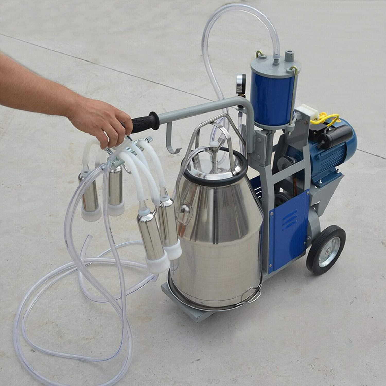 TFCFL Electric MilMachine, 25L 1440 RPM MilMachine Piston Vacuum Pump MilPump,MilEquipment with  Steel Bucket Single Cow MilMachine (Style1)