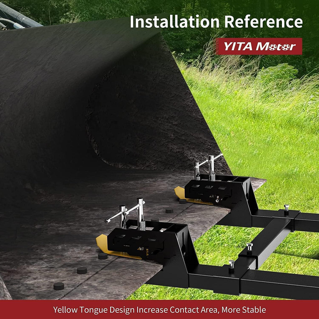 YITAMOTOR 60" Heavy Duty Clamp-on Pallet Forks with Yellow Tongue and Twin Screw , 4000lbs Capacity, Pallet Forks with Adjustable Stabilizer Bar for Tractor Bucket Loader Skid Steer