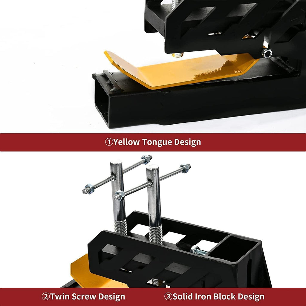 YITAMOTOR 60" Heavy Duty Clamp-on Pallet Forks with Yellow Tongue and Twin Screw , 4000lbs Capacity, Pallet Forks with Adjustable Stabilizer Bar for Tractor Bucket Loader Skid Steer