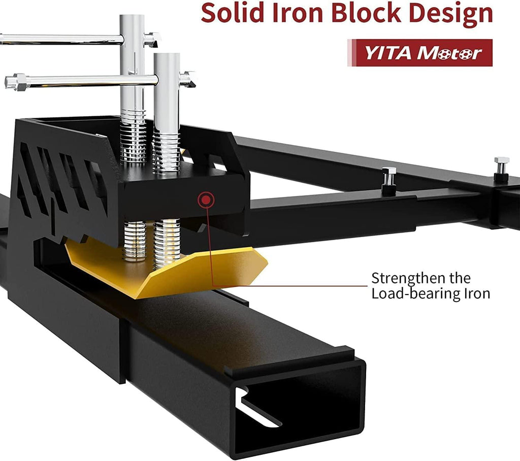YITAMOTOR 60" Heavy Duty Clamp-on Pallet Forks with Yellow Tongue and Twin Screw , 4000lbs Capacity, Pallet Forks with Adjustable Stabilizer Bar for Tractor Bucket Loader Skid Steer