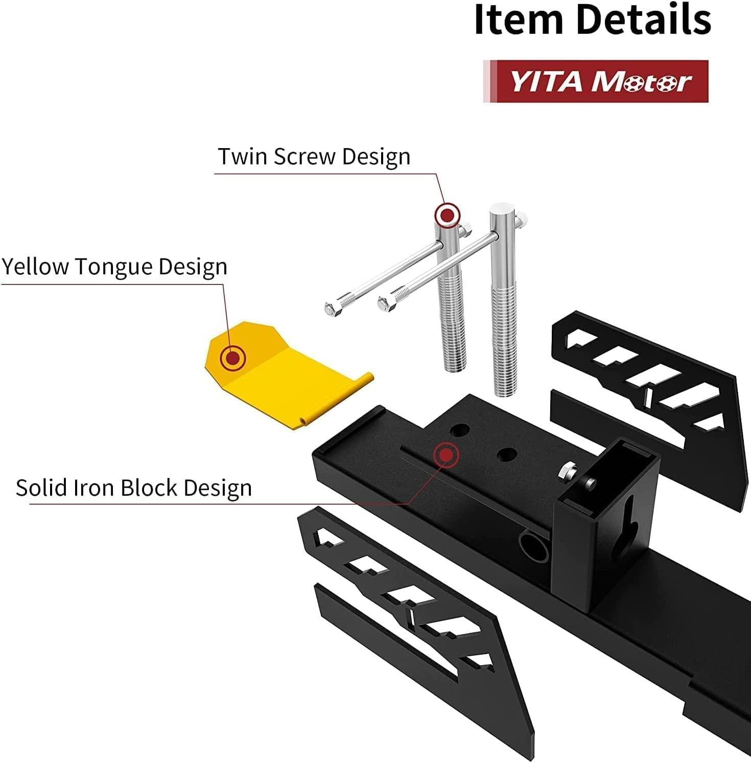YITAMOTOR 60" Heavy Duty Clamp-on Pallet Forks with Yellow Tongue and Twin Screw , 4000lbs Capacity, Pallet Forks with Adjustable Stabilizer Bar for Tractor Bucket Loader Skid Steer