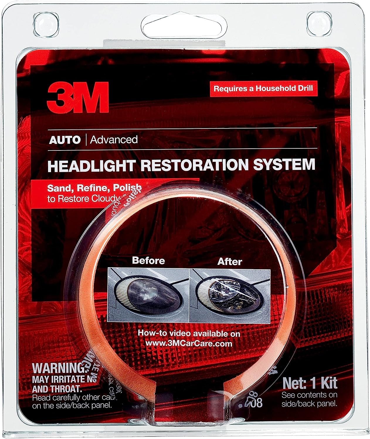 3M Headlight Lens Restoration System, 39008, 1 Kit