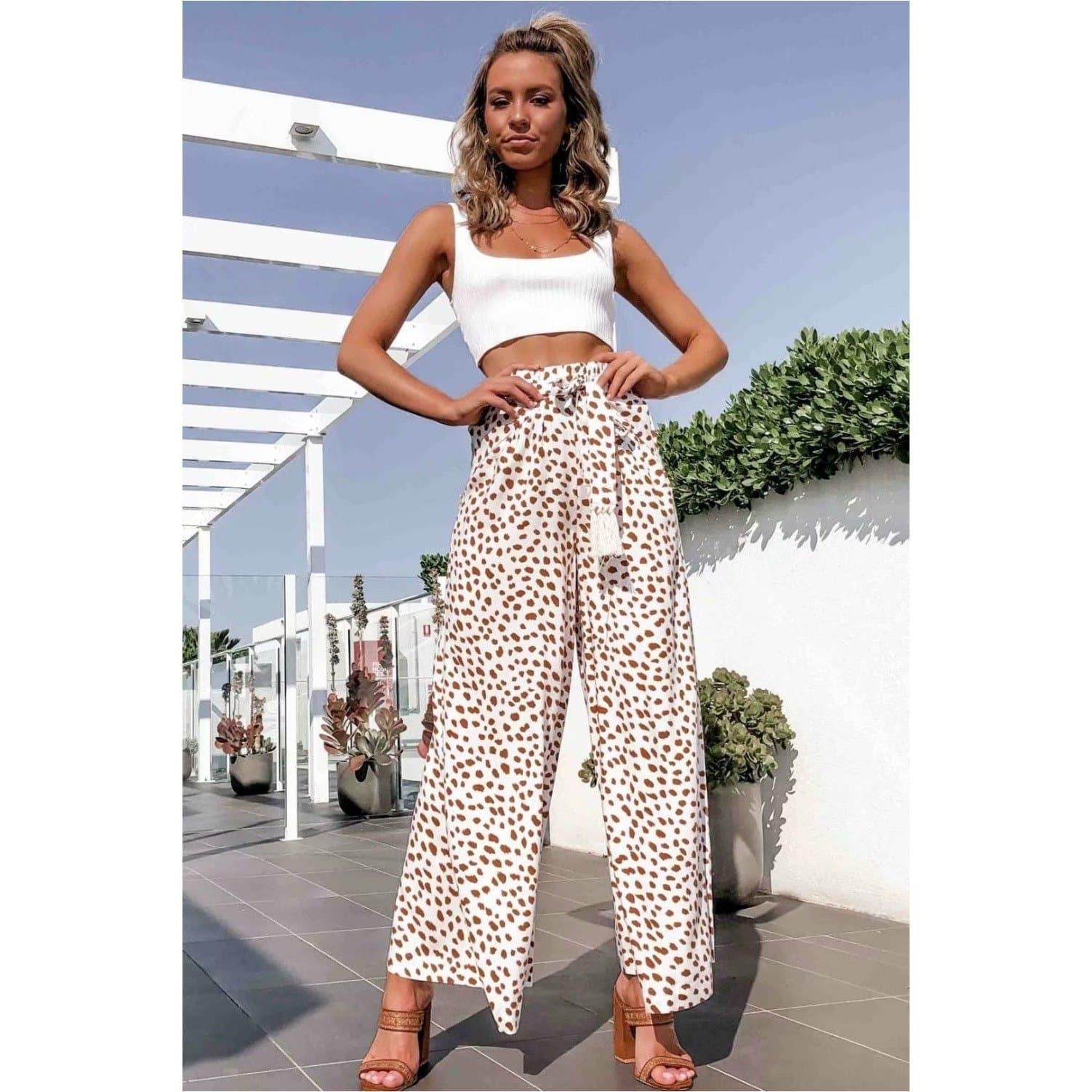 summer high waist wide trousers