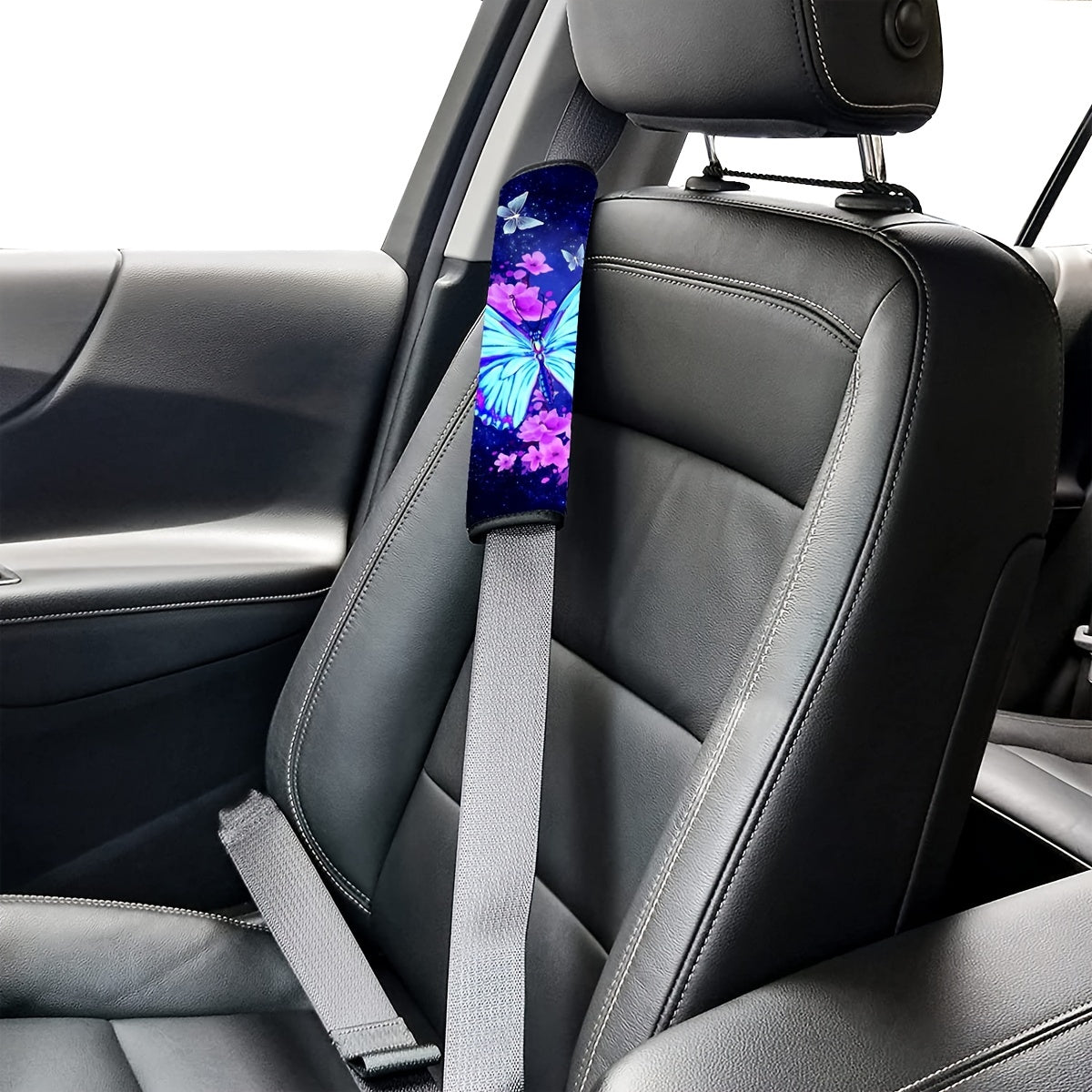 Add A Touch Of Elegance To Your Car With This Blue Butterfly Shoulder Protector!