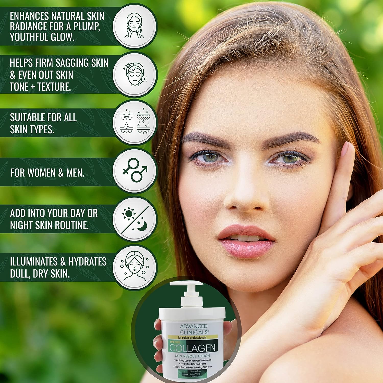 Advanced Clinicals Collagen Lotion Dry Skin Rescue Face &amp; Body Moisturizing Skin Care Cream For Lifting, Firming, &amp; Tightening Skin. Anti Aging Skincare Moisturizer Helps Hydrate Skin, Large 16 Ounce