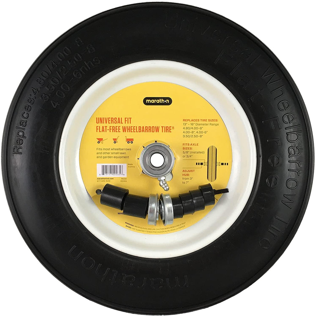 Flat Free Tire Universal Wheelbarrow 14.5"D x 3.2"W, 5/8in Axle