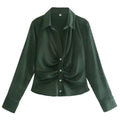 pleats soft button-up blouse