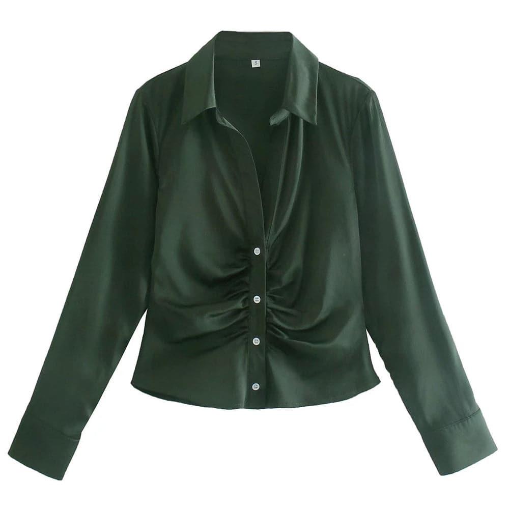 pleats soft button-up blouse