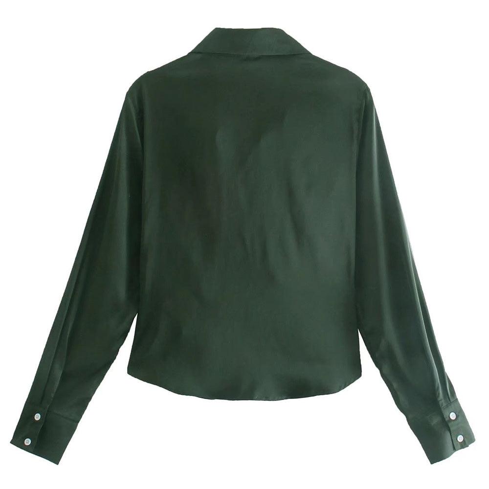 pleats soft button-up blouse