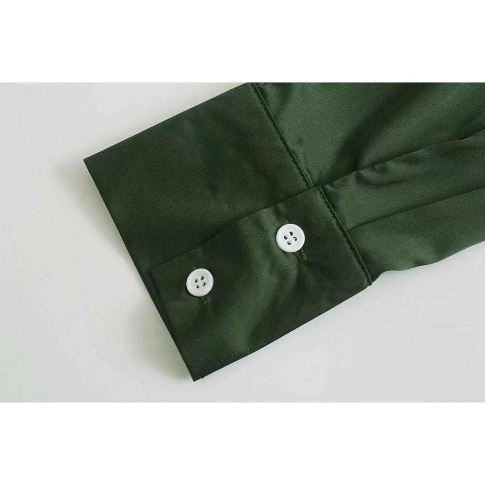 pleats soft button-up blouse