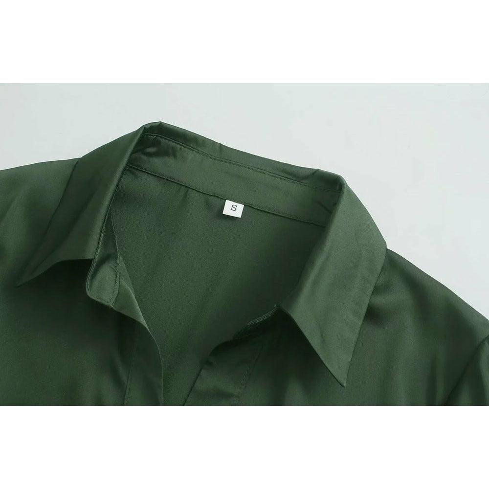 pleats soft button-up blouse