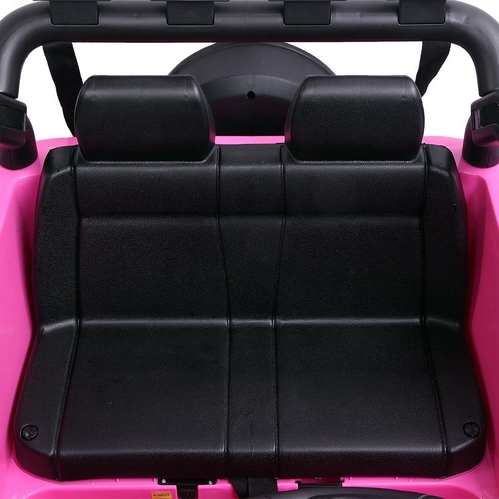 Ktaxon 12V Kids Ride-On Truck Car with Remote Control, 3 Speeds, LED Lights, AUX/ USB / TF Cards - Pink