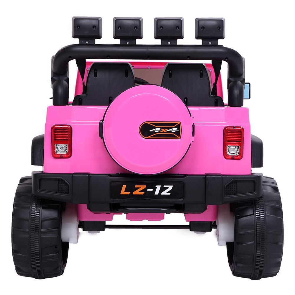 Ktaxon 12V Kids Ride-On Truck Car with Remote Control, 3 Speeds, LED Lights, AUX/ USB / TF Cards - Pink