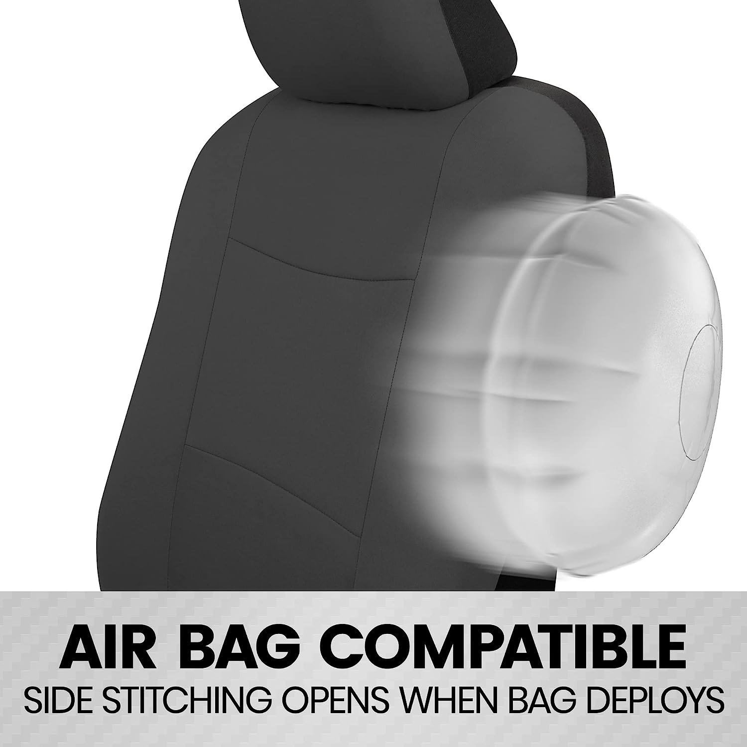 BDK PolyPro Car Seat Covers Full Set in Solid Charcoal – Front and Rear Split Bench Seat Covers for Cars, Easy to Install, Accessories for Auto Trucks Van SUV