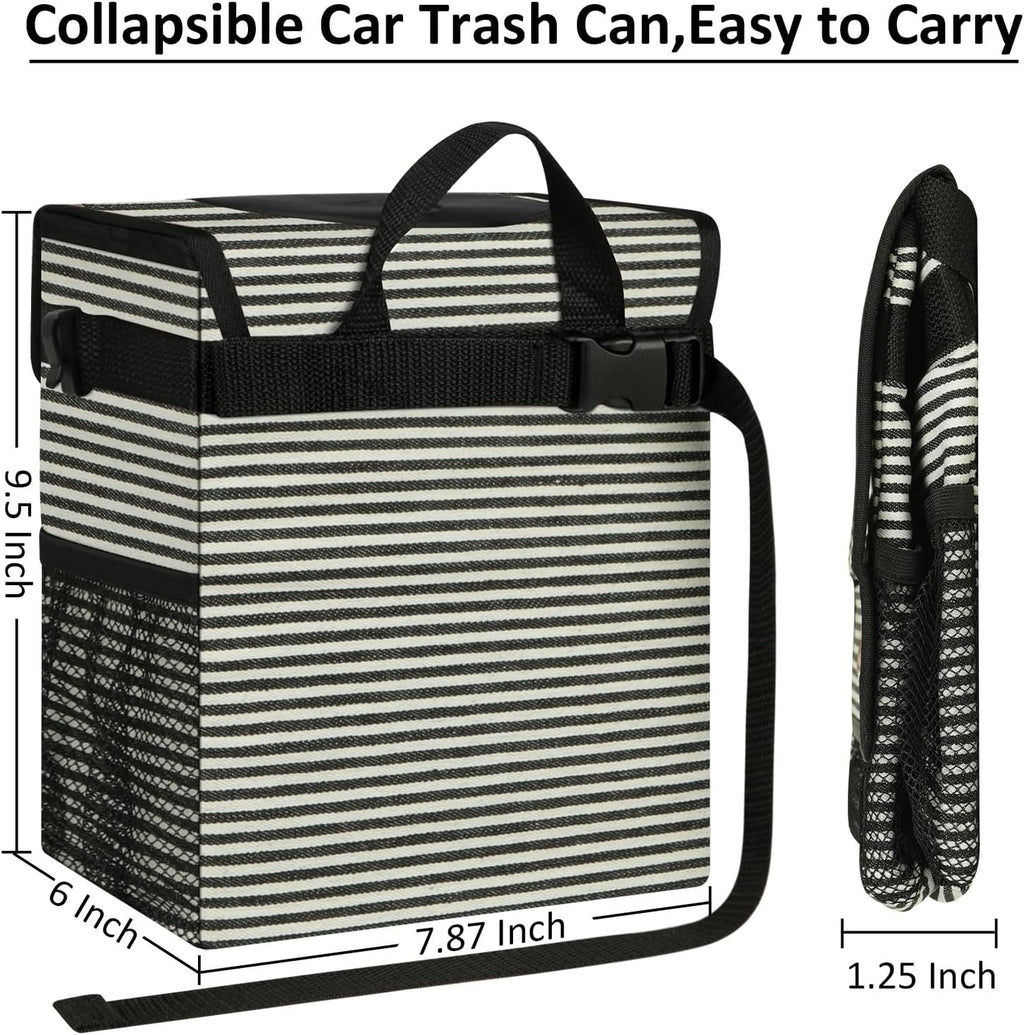 ELONGRIVER Car Trash Can Bin for Car Back Seat Leak Proof, Cute Car Trash Bag Hanging, Vehicle Trash Can for Suv Truck Van, Automotive Car Garbage Cans Front Seat Stripe