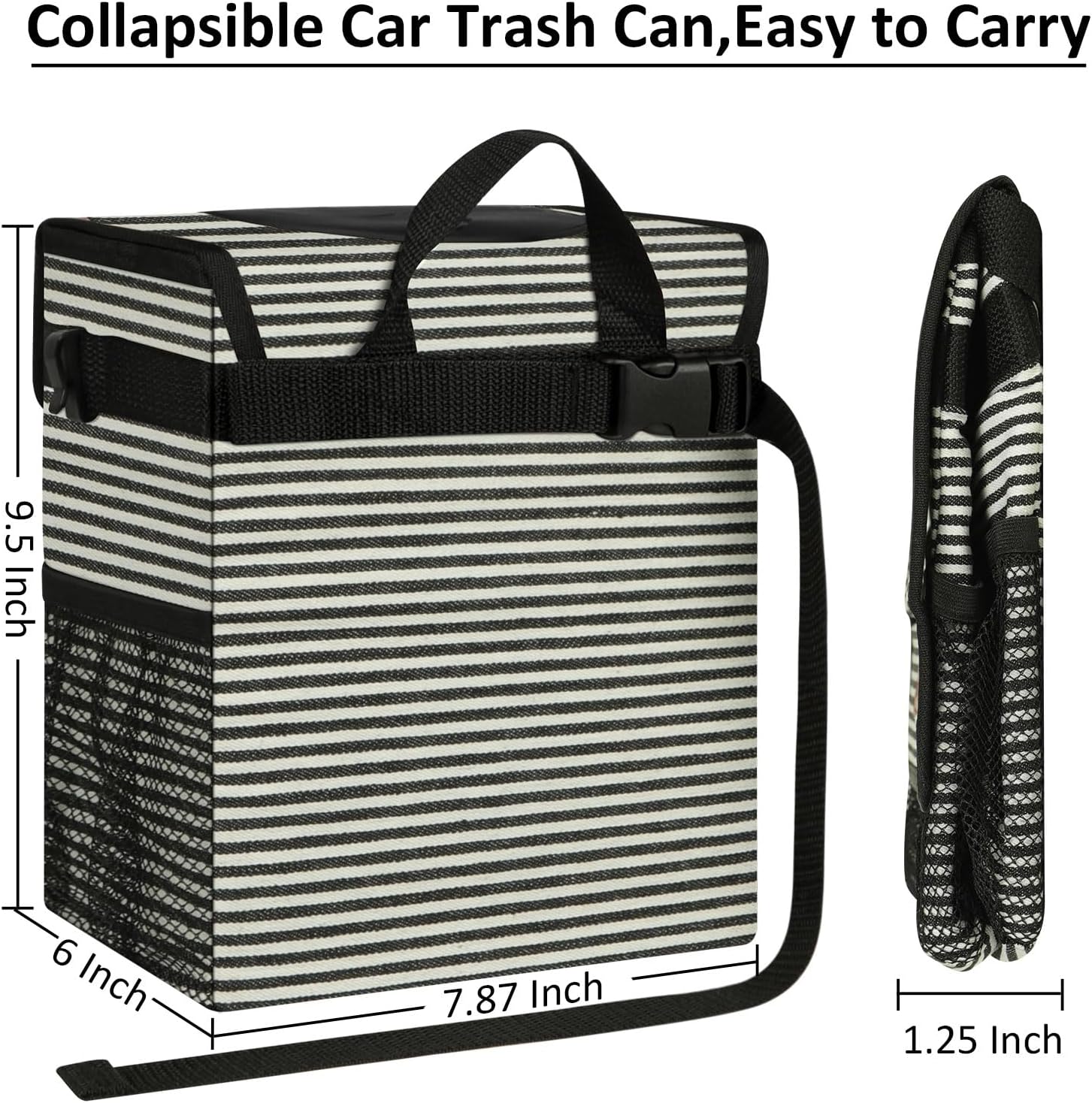 ELONGRIVER Car Trash Can Bin for Car Back Seat Leak Proof, Cute Car Trash Bag Hanging, Vehicle Trash Can for Suv Truck Van, Automotive Car Garbage Cans Front Seat Stripe