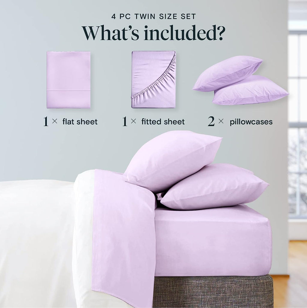LuxClub Twin Sheets Set - Soft Twin Bed Sheets for Boys and Girls, 4 PC Deep Pockets 18" Eco Friendly Wrinkle Free Fitted Sheets Machine Washable Hotel Bedding Silky Soft - Periwinkle Twin