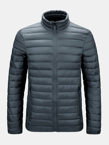 mens zip front quilted solid basic padded puffer jackets with pocket