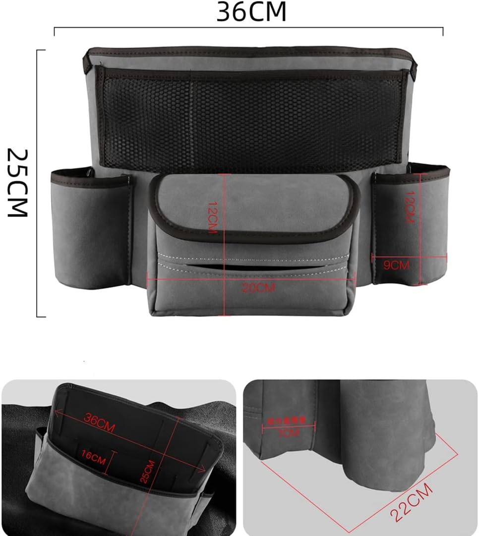 JEYODA Car Handbag Holder Between Seats Suede Large Capacity Car Purse Holder Automotive Consoles &amp; Organizers for Document Phone Storage Car Organizer(1925-style 2 grey)
