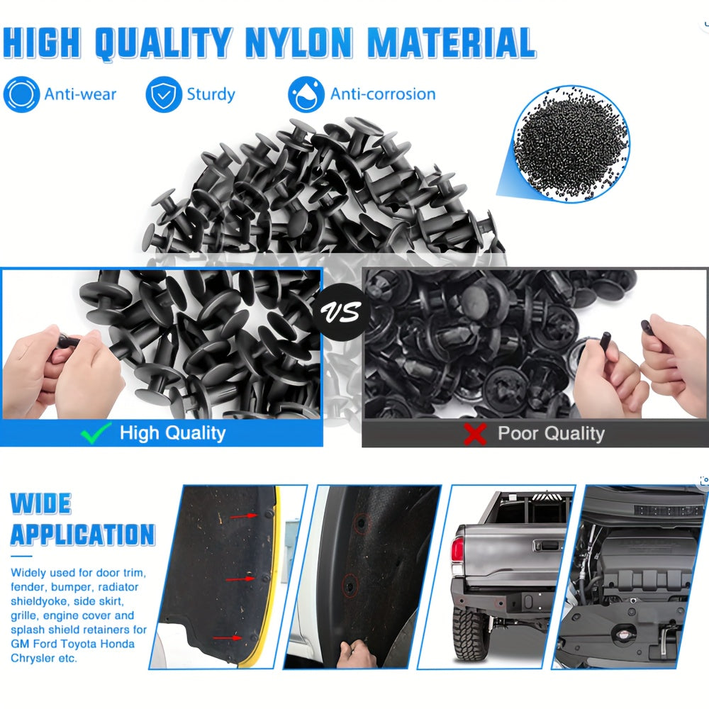 680 Pcs Car Push Retainer Clips Kit - Plastic Door Panel Fasteners, Fender Bumper Clips &amp; Most Popular Sizes Auto Push Pin