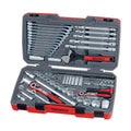 Teng Tools 106 Piece 1/4, 3/8 &amp; 1/2 Inch Drive Metric Regular/Shallow &amp; Deep Socket Set - TM106
