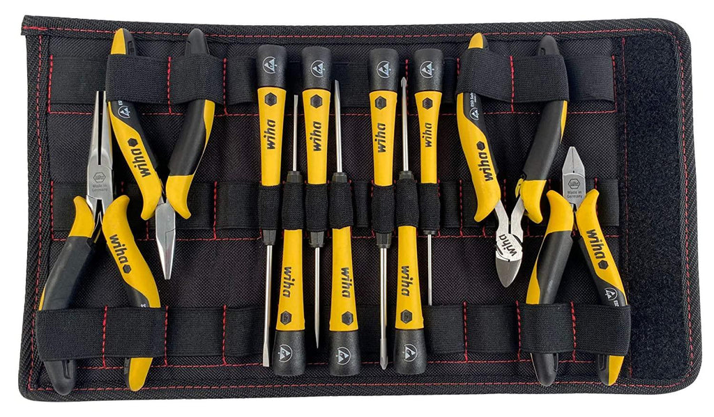 Wiha 32794 | 11 Piece ESD Safe Picofinish Precision Screwdrivers and Pliers Set in Pouch