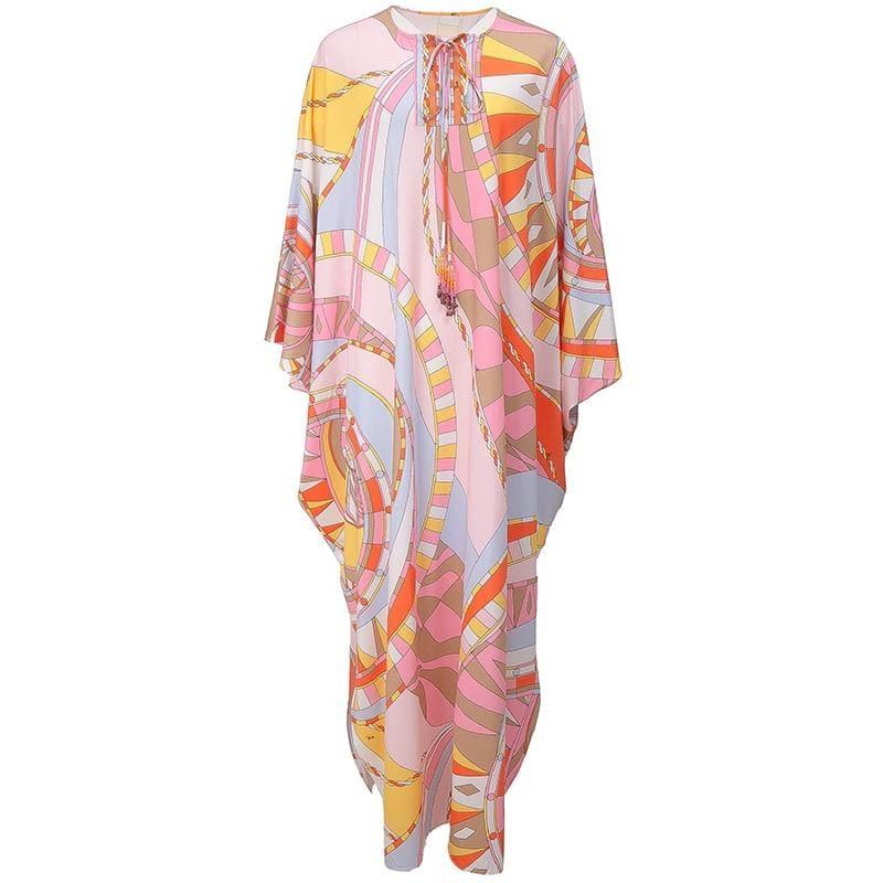 bohemian maxi chiffon loungewear dress