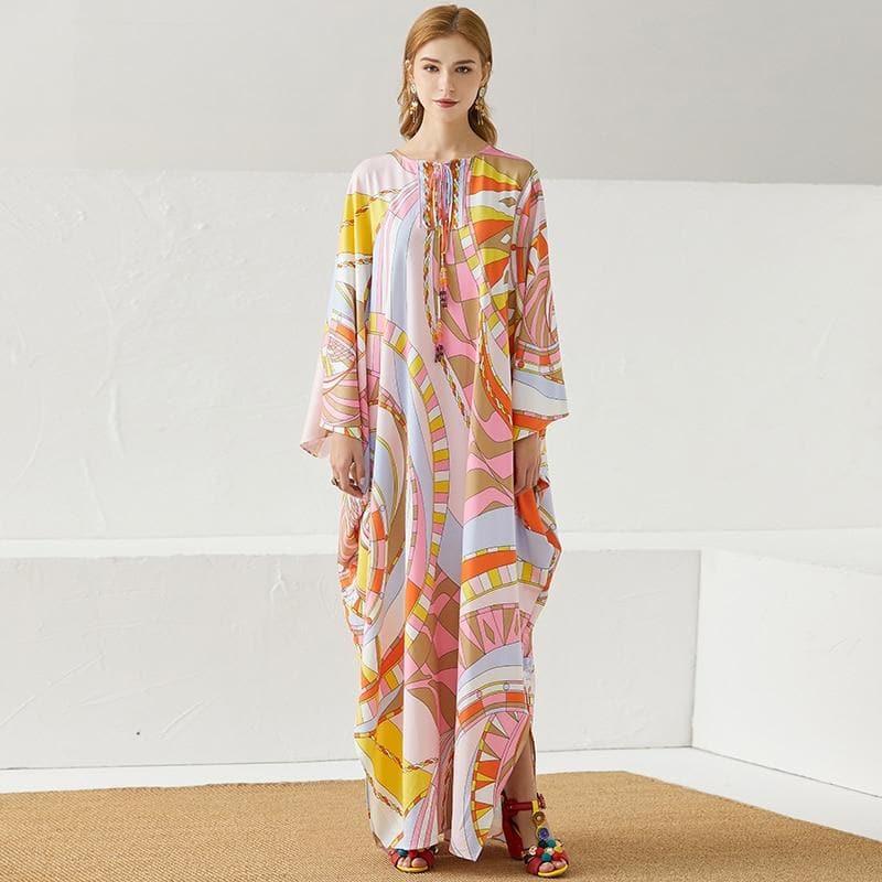 bohemian maxi chiffon loungewear dress