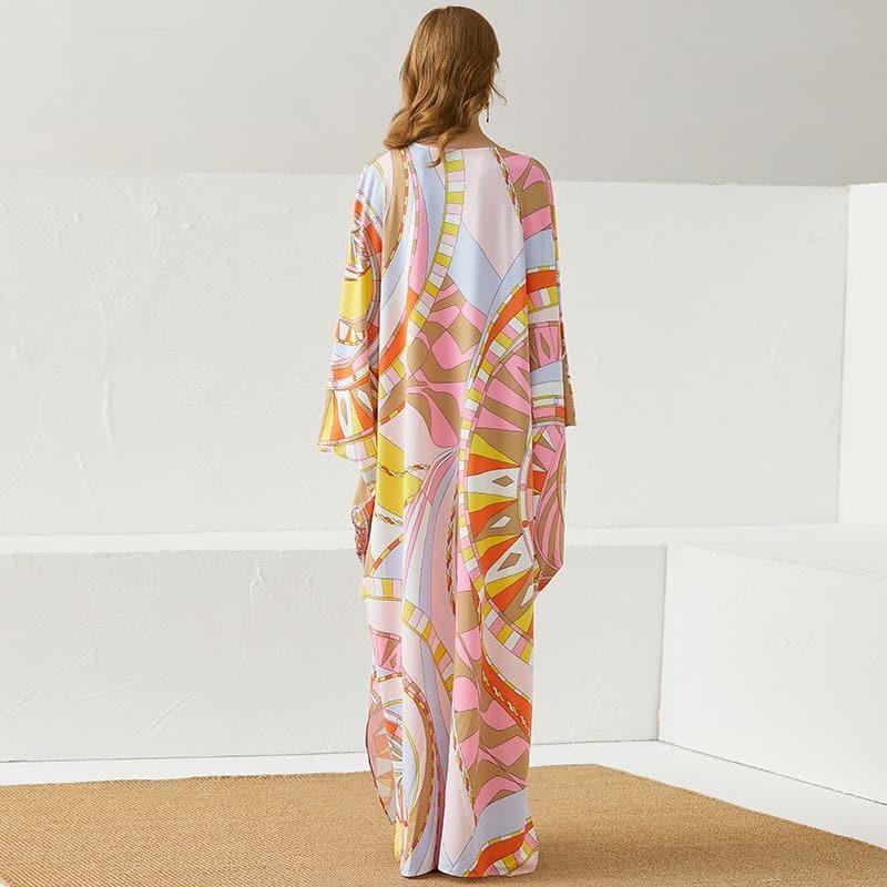 bohemian maxi chiffon loungewear dress