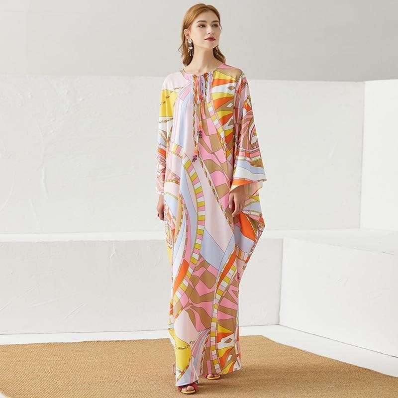 bohemian maxi chiffon loungewear dress