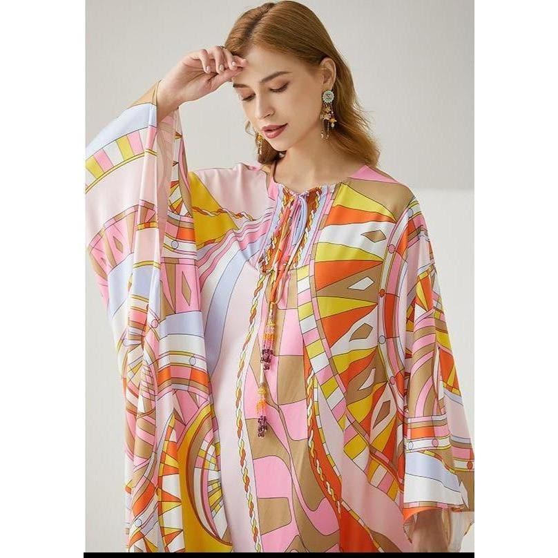 bohemian maxi chiffon loungewear dress