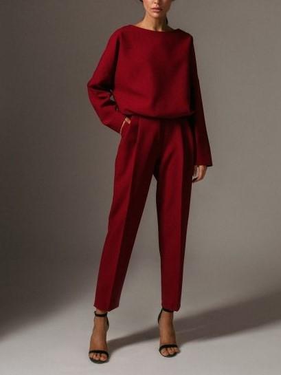 Women's Simple Falling Shoulder Loose Straight Suit