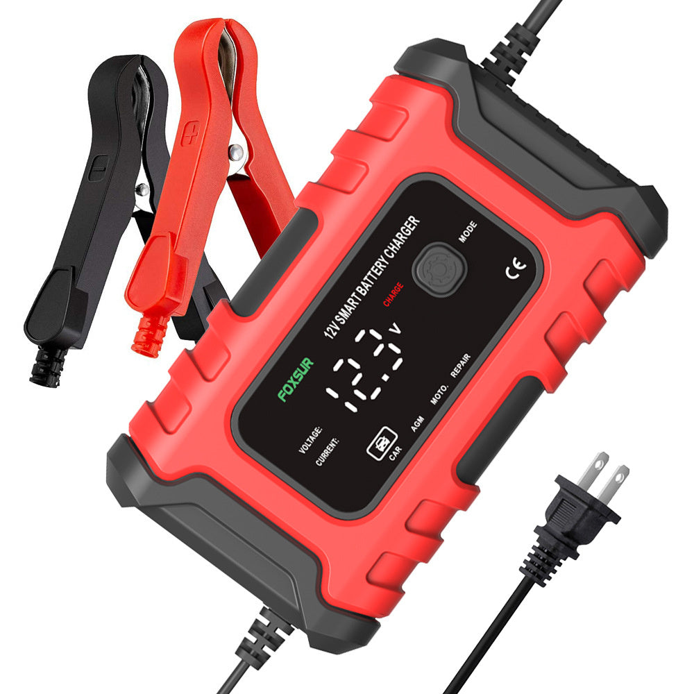 1pCar Battery Charger 12V 6A Smart Battery Trickle Charger Automatic Battery Maintainer Desulfator For Car Moto Lawn Mower Marine Lead Acid Batteries