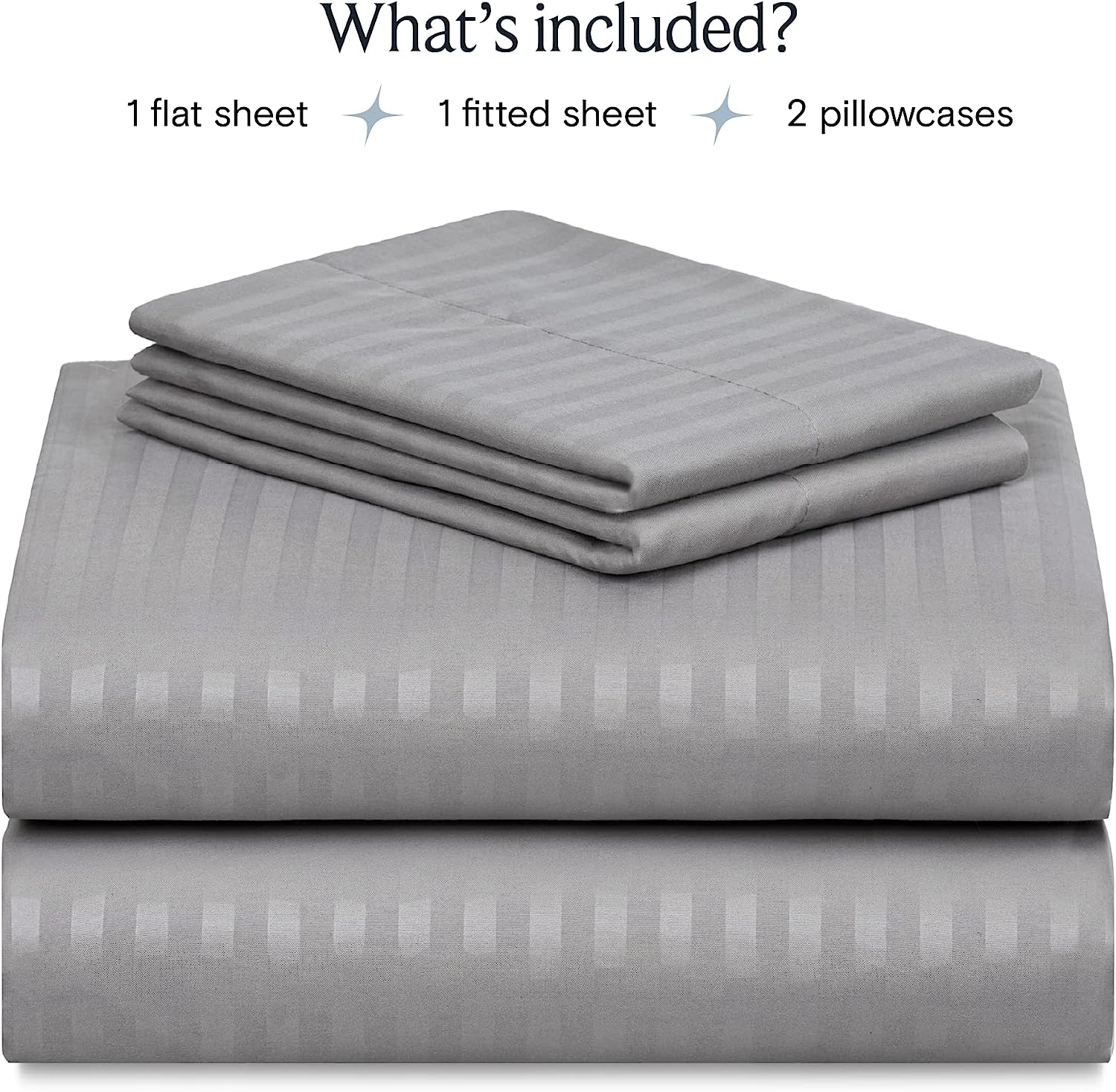 LuxClub Striped Sheets Set, 4 PC Striped Bed Sheets Set Twin Size for Boys and Girls, Deep Pockets 18" Eco Friendly Wrinkle Free Kids Fitted Sheets Machine Washable Hotel Bedding (Twin, Light Grey)
