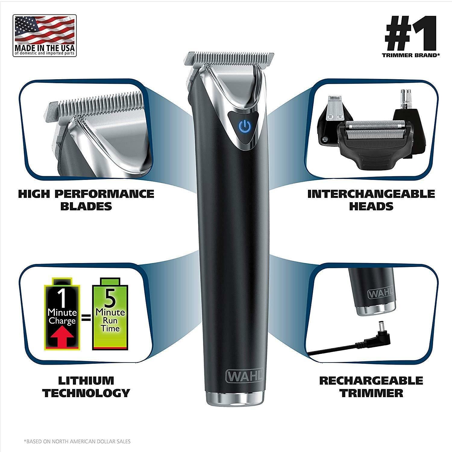 Wahl Clipper Slate  Steel Lithium Ion Plus Hair & Beard Trimmers - Kit